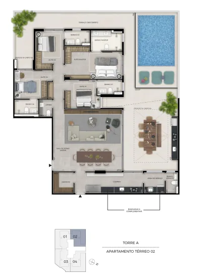 Planta garden Torre A 308m²