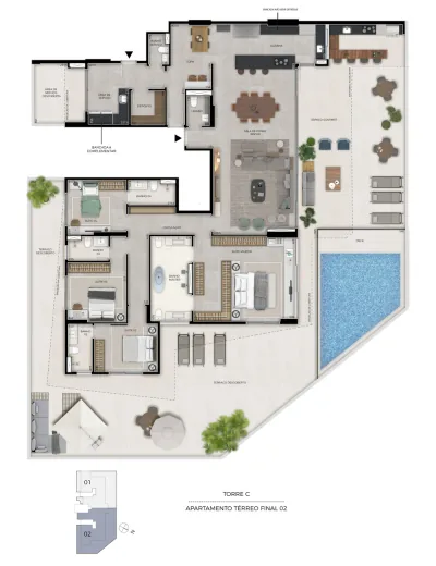 Planta garden Torre C 473m²